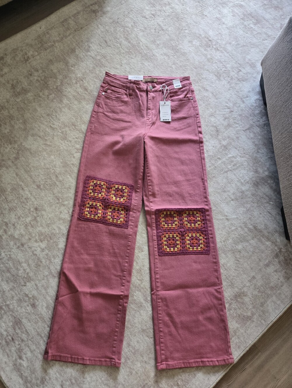 Judy Blue Crochet Dusty Pink Jeans